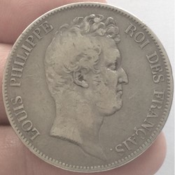5 francs tête nue Louis-Philippe sans le I tranche creux 1830 A Paris
