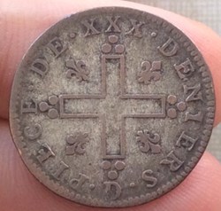 Pièce de XXX deniers Louis XIV 1710 D Lyon