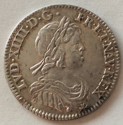 Douzième d’écu à la mèche courte Louis XIV 1644 A Paris rose 🥀 entre 2 points