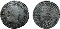 Demi teston Henri III 1576 G Poitiers