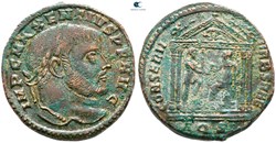 RCV 14992 Maxentius AVG, 306-12 AD. Billon follis, Aqueila 307 AD