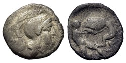 GCV 0351, Italy, Southern Apulia, Tarentum AR Diobol c. 380-325 BC