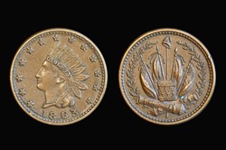 United States 1863 Cannons, Drum, Flags & Cap Patriotic Civil War Token