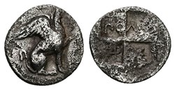 GCV 4580 Ionia, Teos. AR Obol, circa 400-375 BC