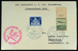 2. Zeppelin Letter. Frankfurt: Hindenburg Olympiafahrt  01.08.36