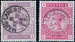 SG 178 and 180 Two Shilling Sixpence, Five Shillings Rose