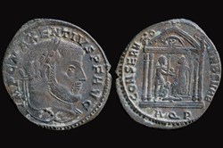 RCV 14992 Maxentius AVG, 306-12 AD. Billon follis, Aqueila 307 AD