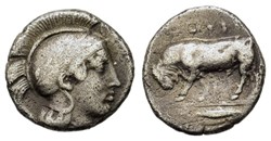 GCV 0438, Italy, Southern Lucania, Thourio AR Diobol c. 443-400 BC.