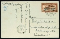 1. Zeppelin Postcard. Cairo - Friedrichshafen 1931, Graf Zeppelin card.