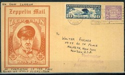 1. Zeppelin Letter. New York. First world flight of Graf Zeppelin, Lakehurst, August 31, 1929