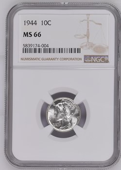 1944 Mercury Dime NGC MS-66