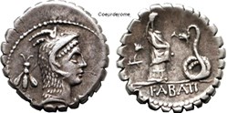 Denier Serratus de la République Romaine Roscia
