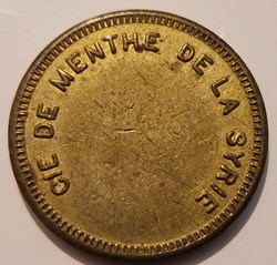Syrie sous mandat français-Jeton 1 franc - Compagnie de menthe de la Syrie 1920-1946