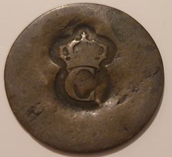 Louis XV pour les antilles- Sol tampé refrappe 2 sols variété forme en creux