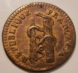 10 centimes à la massue Essai en bronze an 3