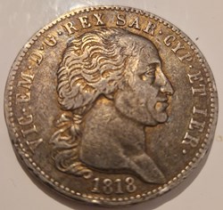 Royaume de Piémont-Sardaigne : 5 lire - Victor-Emmanuel I 1818