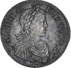 Écu à la mèche longue 1649 Bordeaux - Louis XIV