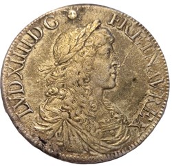 Écu au buste juvénile 1670 PARIS - Louis XIV 1er poinçon