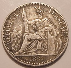 Cochinchine française 10 centièmes 1884