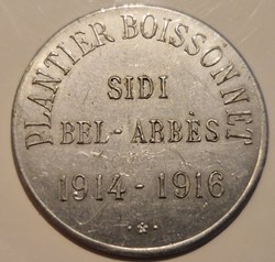 Algérie française-  10 centimes - Plantier-Boissonnet - Sidi Bel-Abbés 1916