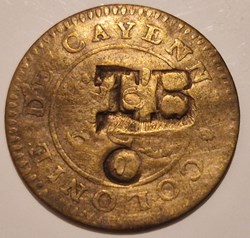 2¼ Pence Tobago 1798 contremarque sur une 2 Sous de Cayenne