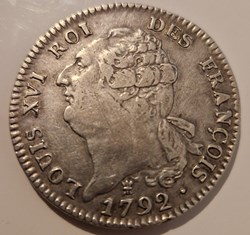 Écu constitutionnel - Louis XVI type FRANÇOIS 1792 Limoges