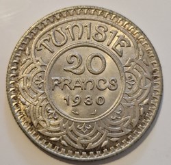 Tunisie protectorat français - 20 francs Ahmad Pasha 1930