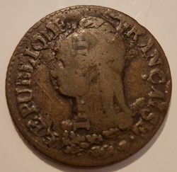 5 centimes Dupré Refrappage du décime, grand module an 5 paris