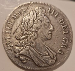 Angleterre : 1 couronne Guillaume III 1er buste 1696