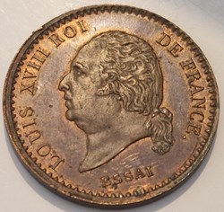 Louis XVIII- 10 centimes 1824 Essai pour les colonies générales
