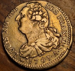 Double sol constitutionnel au faisceau 1791 Paris - Louis XVI