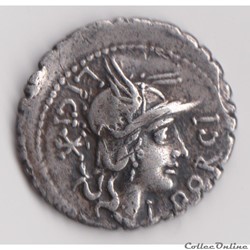 Denier serratus (118 avant J.-C.) Lucius Porcius Licinius