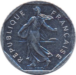 2 francs Semeuse, tranche striée