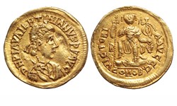 Solidus Valentinian III - Visigoths in Gaul