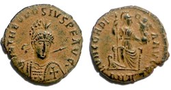Theodosius II AE4 - CONCORDIA AVGG