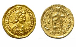 Solidus in the name of Valentinian III