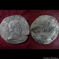 DEMI FRANC AU COL PLAT HENRI III 1578 LA ROCHELLE