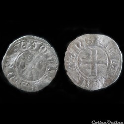 DOUBLE DENIER JEAN IV DE BRETAGNE 1365-1399 RENNES