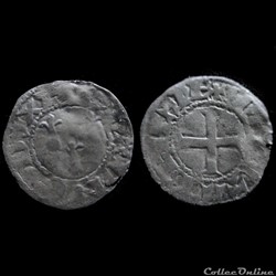 DOUBLE DENIER JEAN IV DE BRETAGNE 1365-1399 RENNES