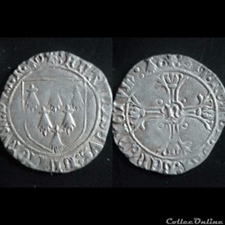 GROS A L'ECUS FRANCOIS II DE BRETAGNE 1486-1488 NANTES