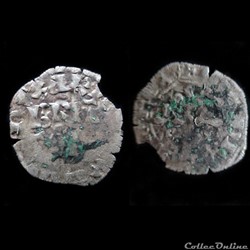 DOUBLE DENIER CHARLES DE BLOIS 1350 SAINT BRIEUC 1er et 2èmeTYPE