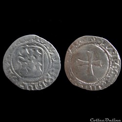 DEMI-BLANC A LA TARGE JEAN V DE BRETAGNE 1399-1442 NANTES