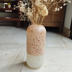 Verre pâte de verre - Vase HK Living rose et blanc moucheté
