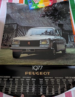 Affiche - Calendrier Peugeot 304 1977