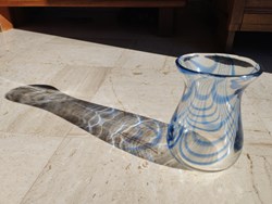 Verre - Vase verre bicolore bleu rayé