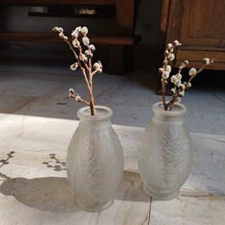 Verre moulé pressé - Vase Joma Art Déco lot de 2