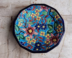 Céramique Longwy - Coupelle sur le piedouche à décor floral