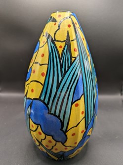 Céramique - Vase Bruyn Fils Art déco à motif géométrique et de végétation