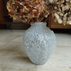 Verre Clichy - Vase Clichy blanc boule motifs géométriques