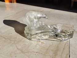 Verre moulé pressé - Cendrier ours polaire Art Déco Tchécoslovaquie